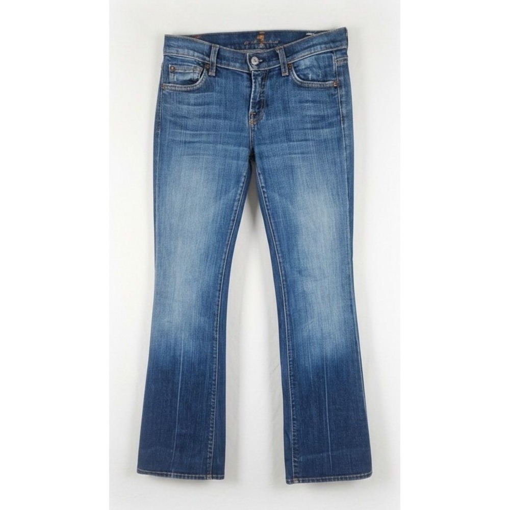7 For All Mankind Bootcut Jeans 28 Blue Low Rise Distressed Denim